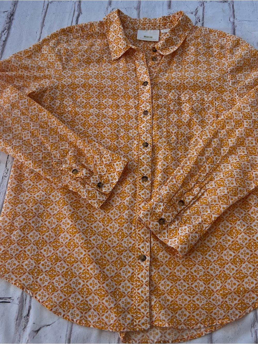 Anthropologie long sleeve button down blouse size 14
